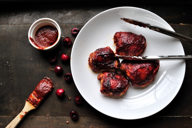 Chipotle Cherry Oven-Baked BBQ Chicken Thighs